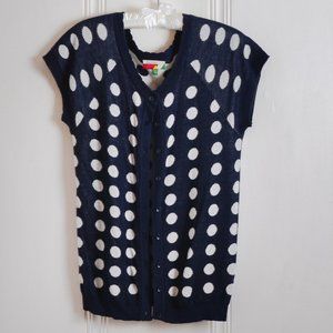Blue polka dot cap sleeve cardigan